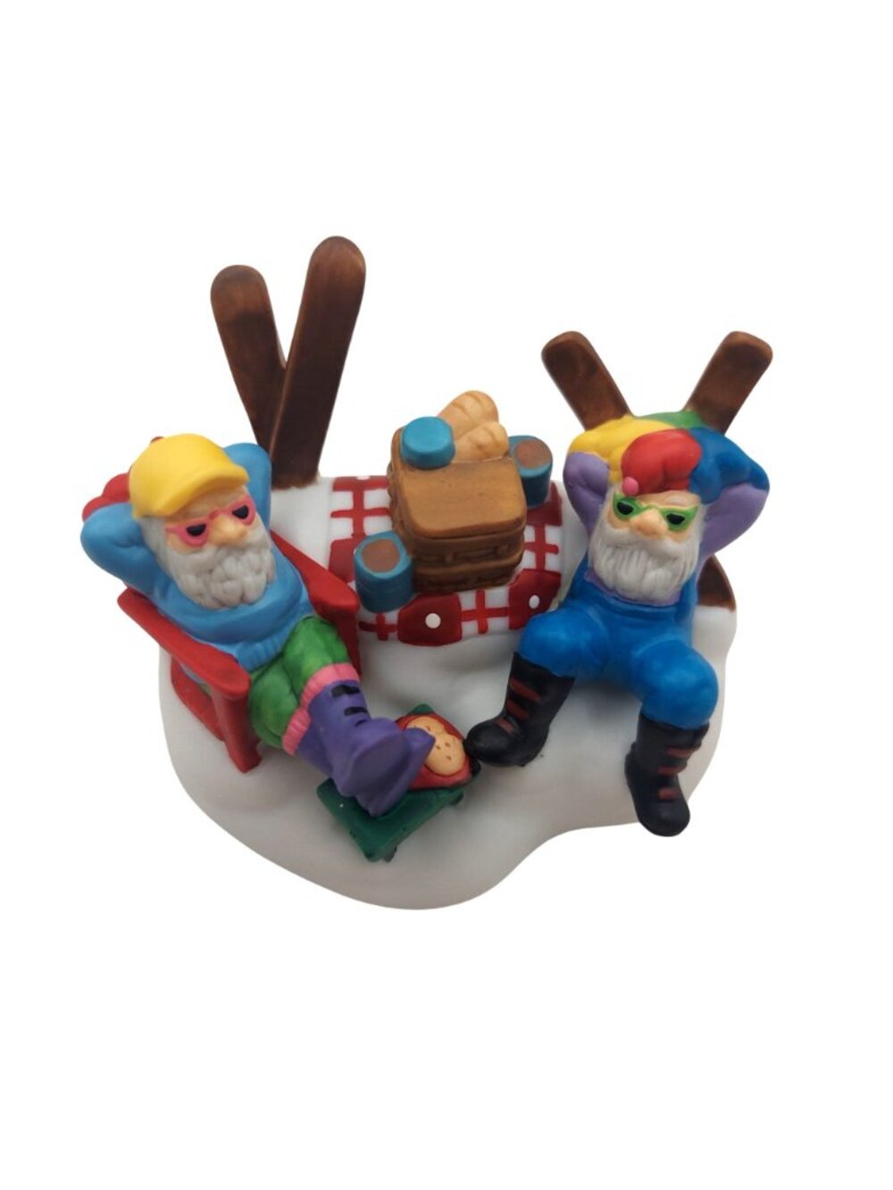 Dept 56 Figurines Set Of 3 North Pole 2000 New Year Downhill Daredevils Ski Bums - Picture 5 of 16
